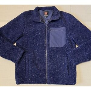 MOUNTAIN AND ISLES - Men's Navy Blue Sherpa Full Zip Jacket - Size Medium